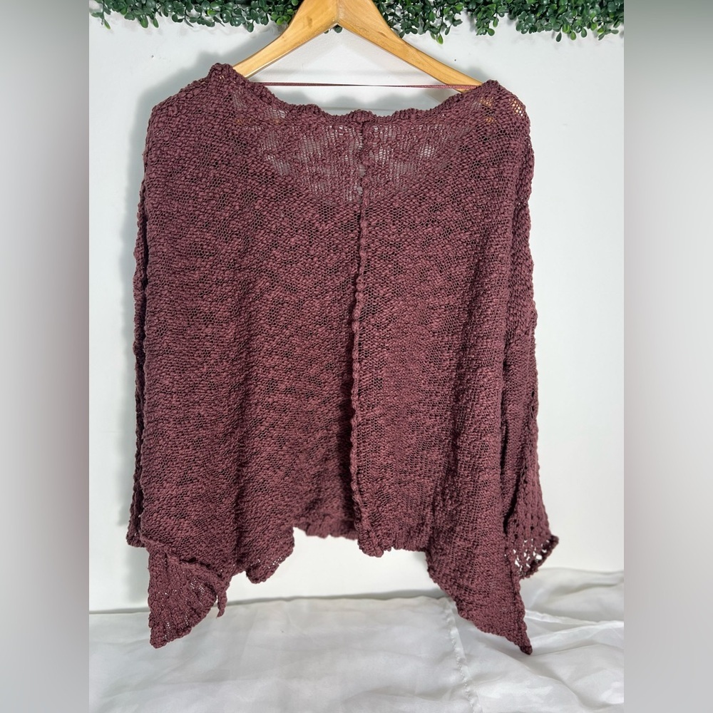 Free People Pretty Pointelle Open-Knit Vee Sweater in Rose Glow Size Small - Picture 5 of 11